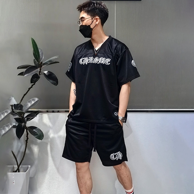 chrome hearts double layer mesh football jersey t-shirt
